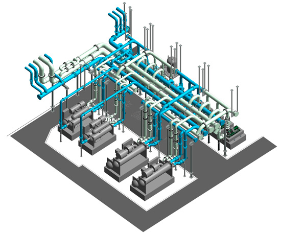 中央制冷機房BIM模型三維圖